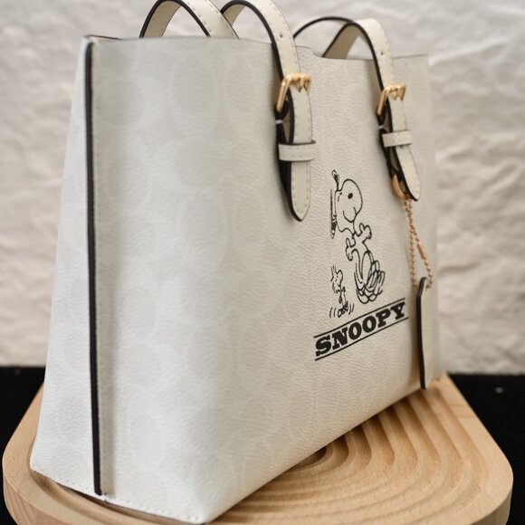 COACH x PEANUTS 2025 Molly Tote Bag 25 Signature Canvas Snoopy CBJ87 NEW - Picture 5 of 8
